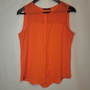 Tahari Orange Sleeveless Chiffon Tank